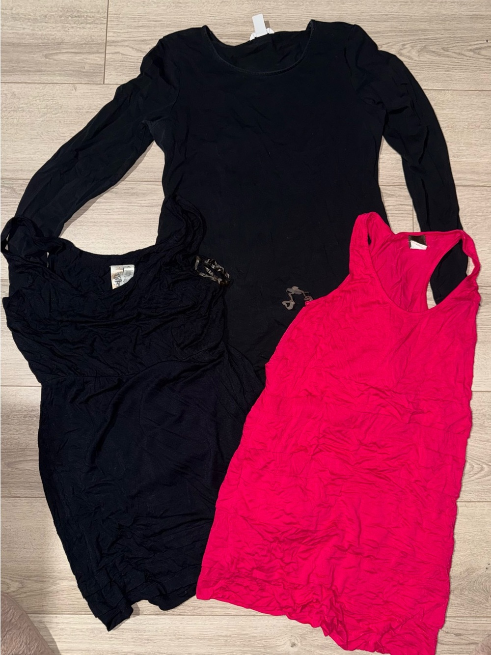 Bundle-Black Long Sleeve Top + Black Tank + Hot Pink Tank Bundle